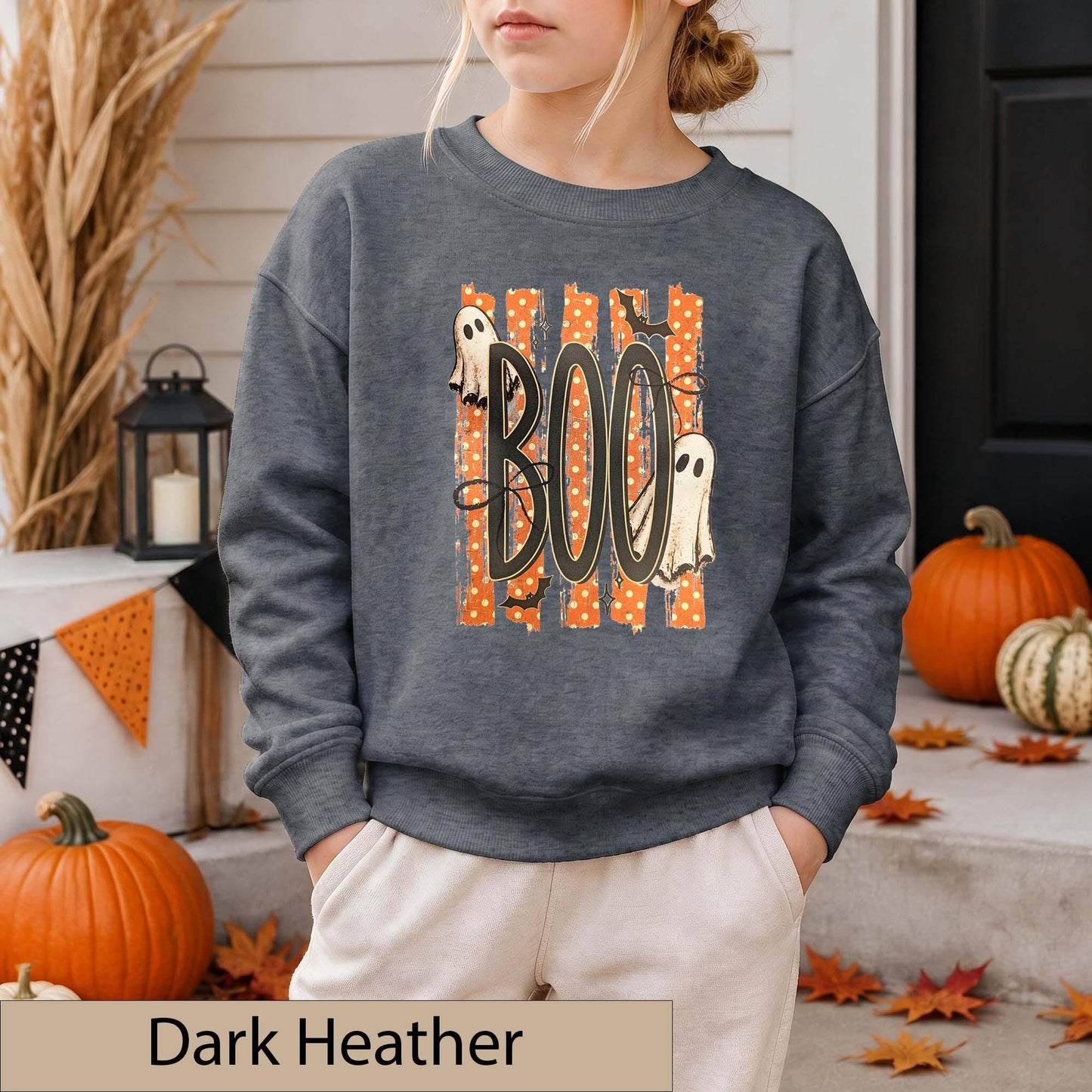 Retro Boo Ghost Halloween Sweatshirt, Spooky Season Crewneck, Fall Sweater