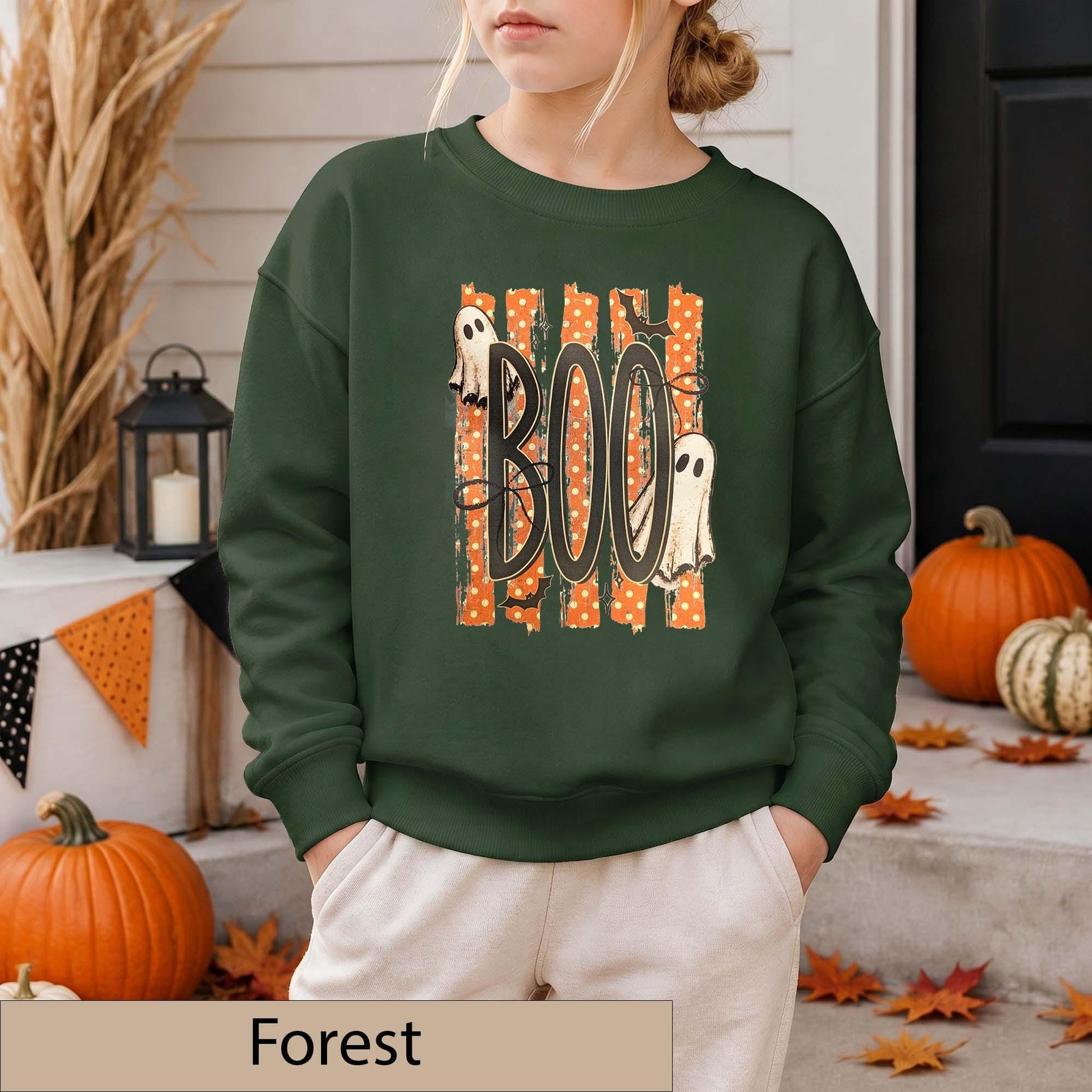 Retro Boo Ghost Halloween Sweatshirt, Spooky Season Crewneck, Fall Sweater