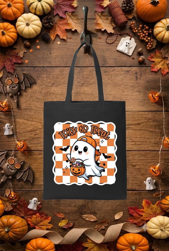 Ghost Halloween Trick or Treat Bag, Boys Spooky Season Candy Tote