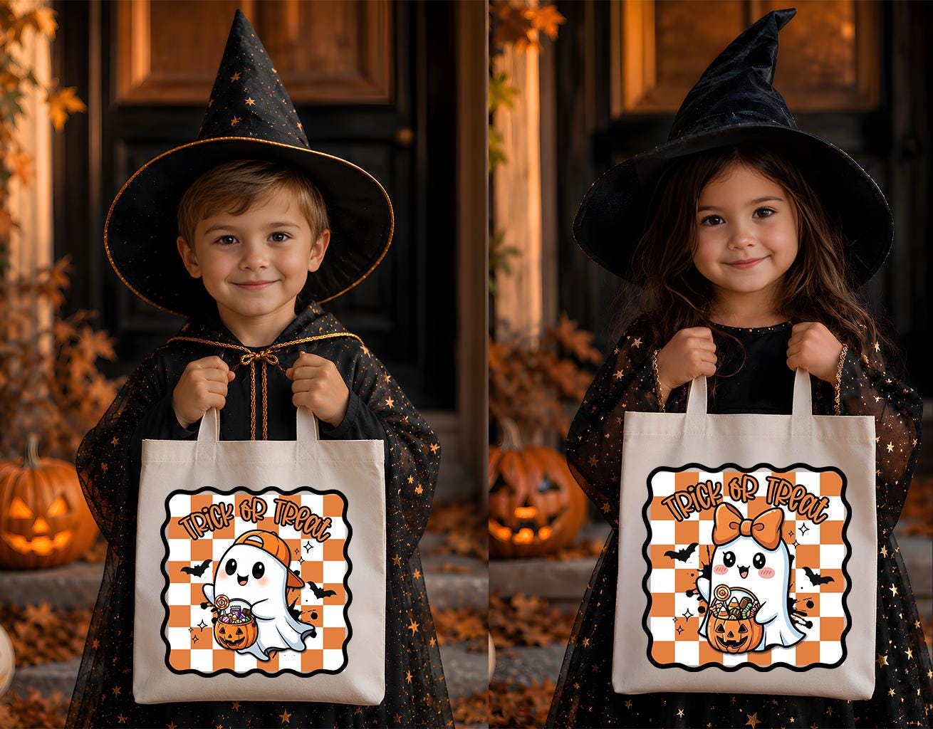 Ghost Halloween Trick or Treat Bag, Boys Spooky Season Candy Tote