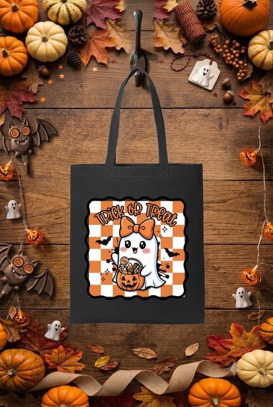Ghost Halloween Trick or Treat Bag, Girls Spooky Season Candy Tote