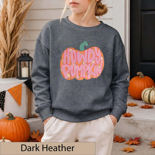 Howdy Pumpkin Sweatshirt, Retro Western Fall Crewneck, Pink Autumn Pullover