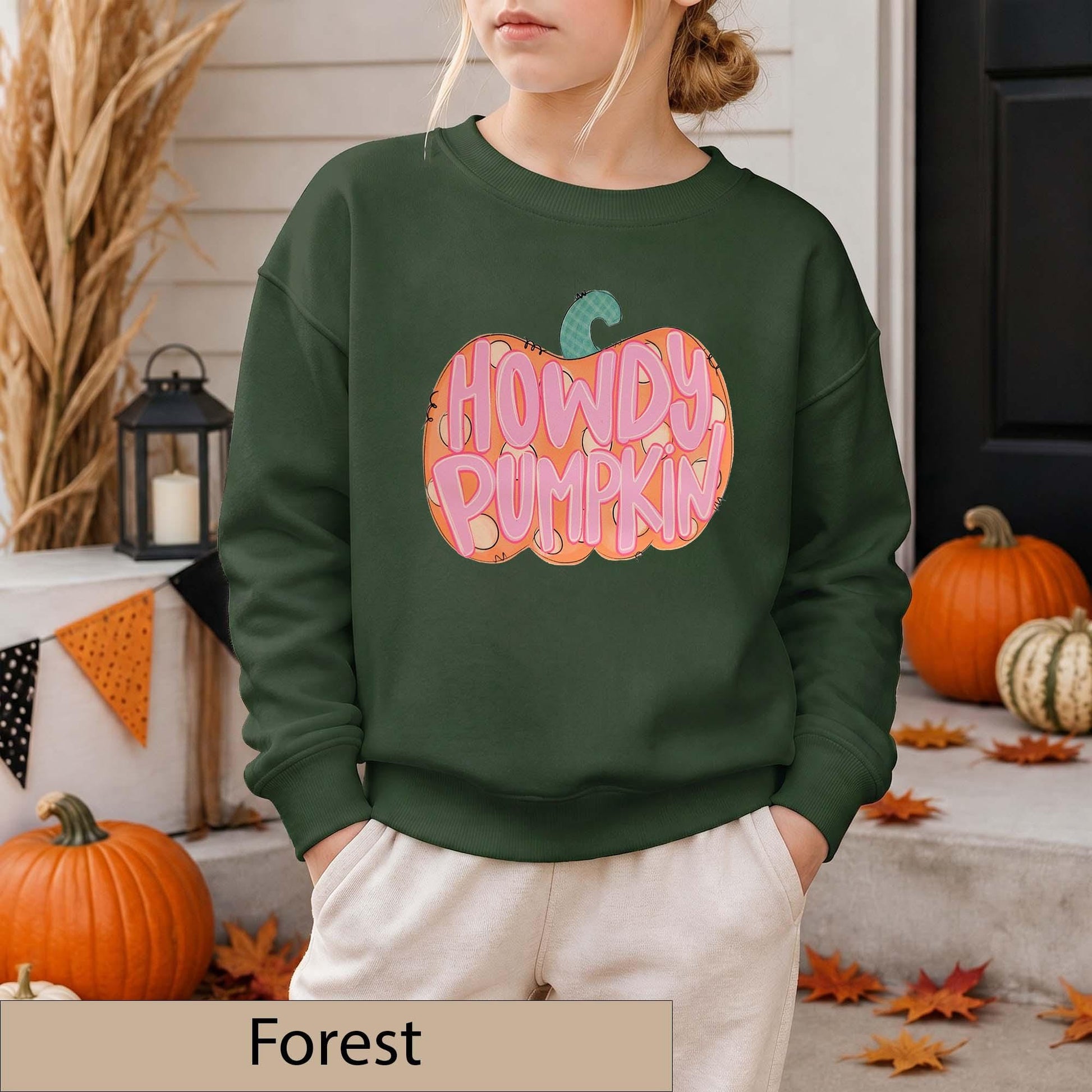 Howdy Pumpkin Sweatshirt, Retro Western Fall Crewneck, Pink Autumn Pullover
