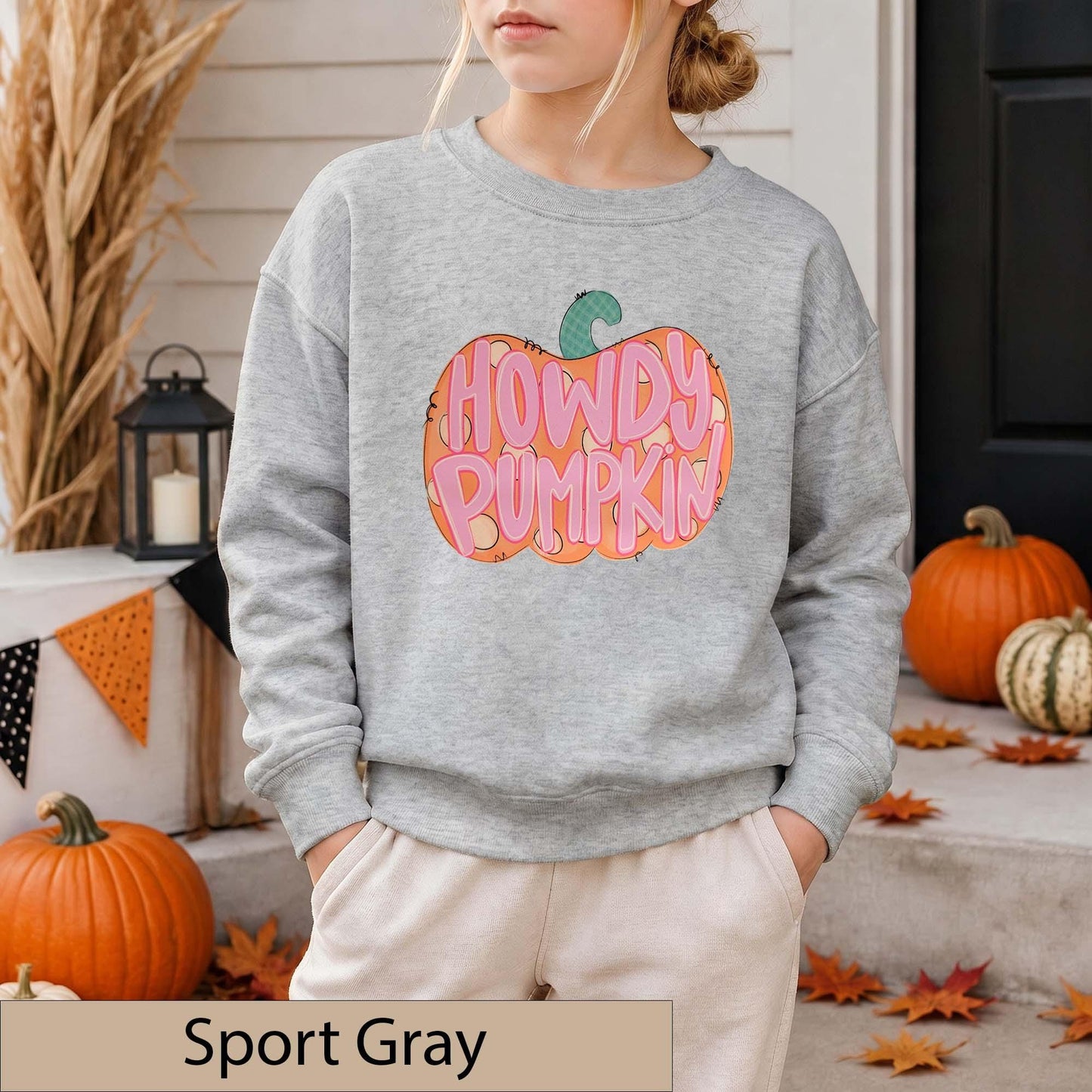 Howdy Pumpkin Sweatshirt, Retro Western Fall Crewneck, Pink Autumn Pullover