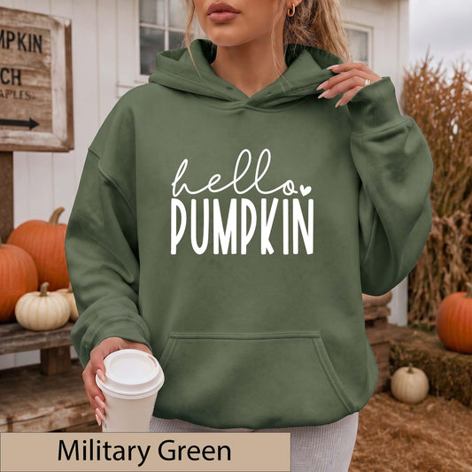 Hello Pumpkin Fall Graphic Tee or Hoodie, Autumn Sweatshirt, Women's Fall Shirt
