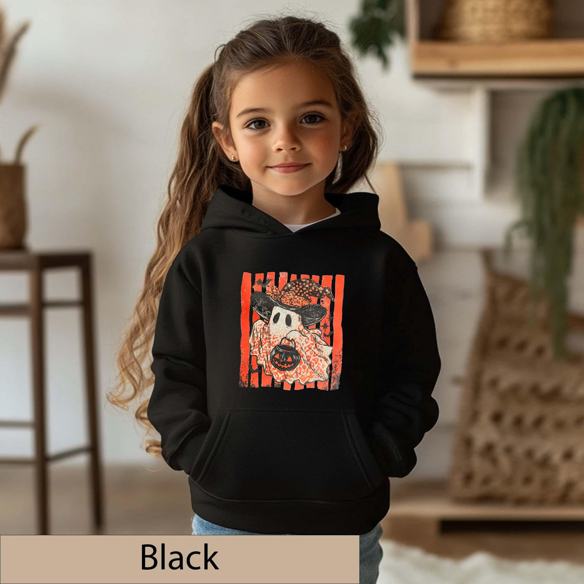 Vintage Kids Halloween Ghost Hoodie, Retro Trick-or-Treat Sweatshirt