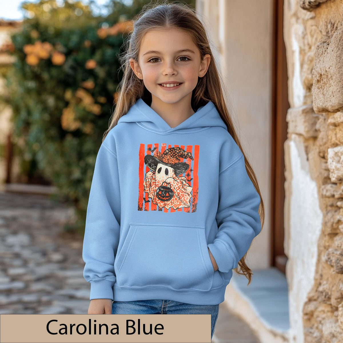 Vintage Kids Halloween Ghost Hoodie, Retro Trick-or-Treat Sweatshirt