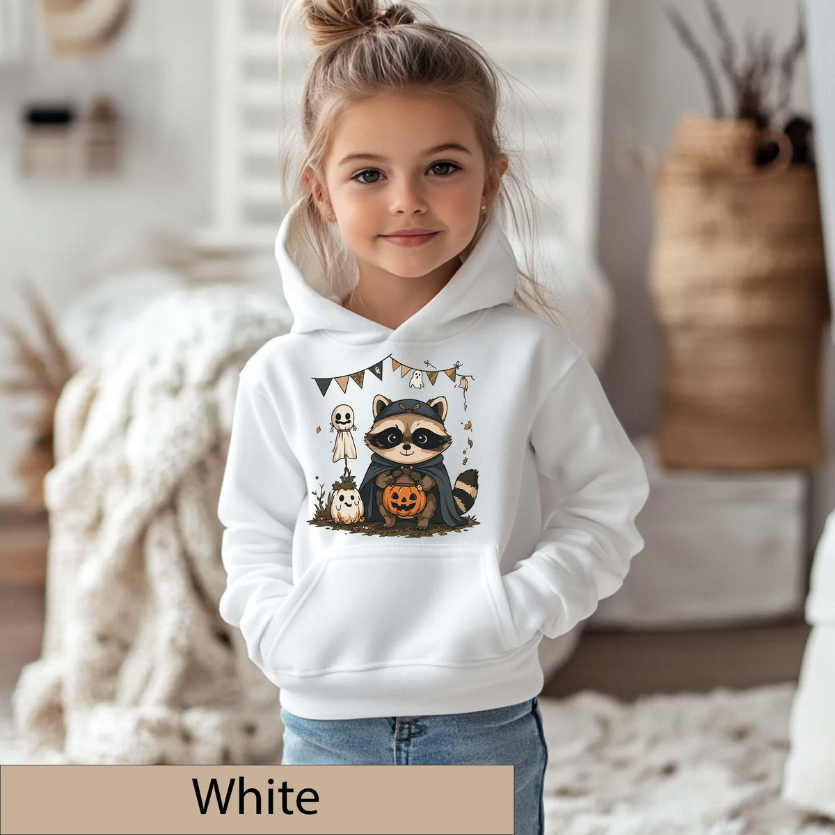 Kids Halloween Raccoon Hoodie, Trick-or-Treat Costume Tee