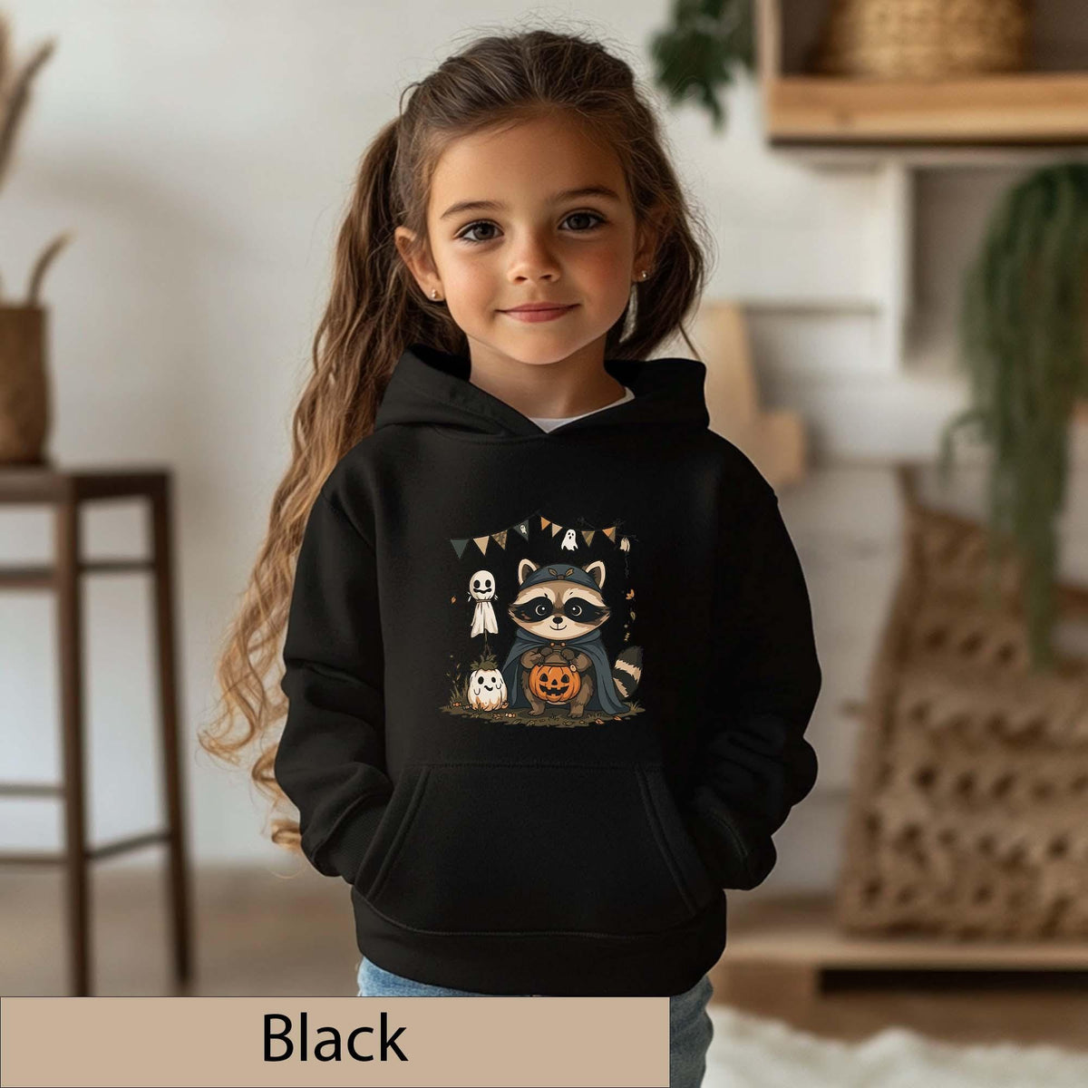 Kids Halloween Raccoon Hoodie, Trick-or-Treat Costume Tee