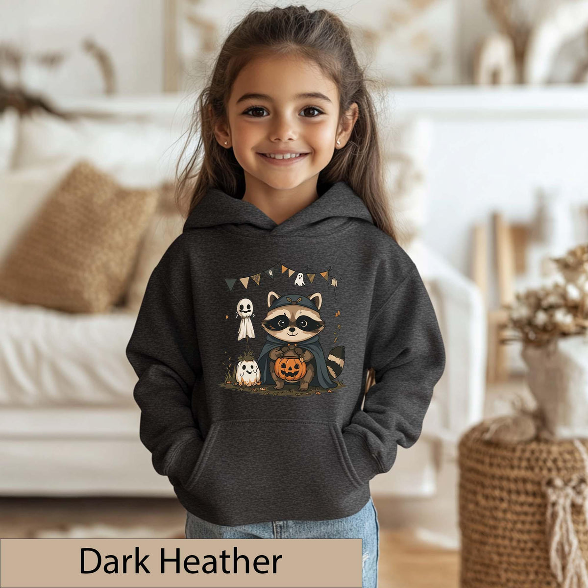 Kids Halloween Raccoon Hoodie, Trick-or-Treat Costume Tee
