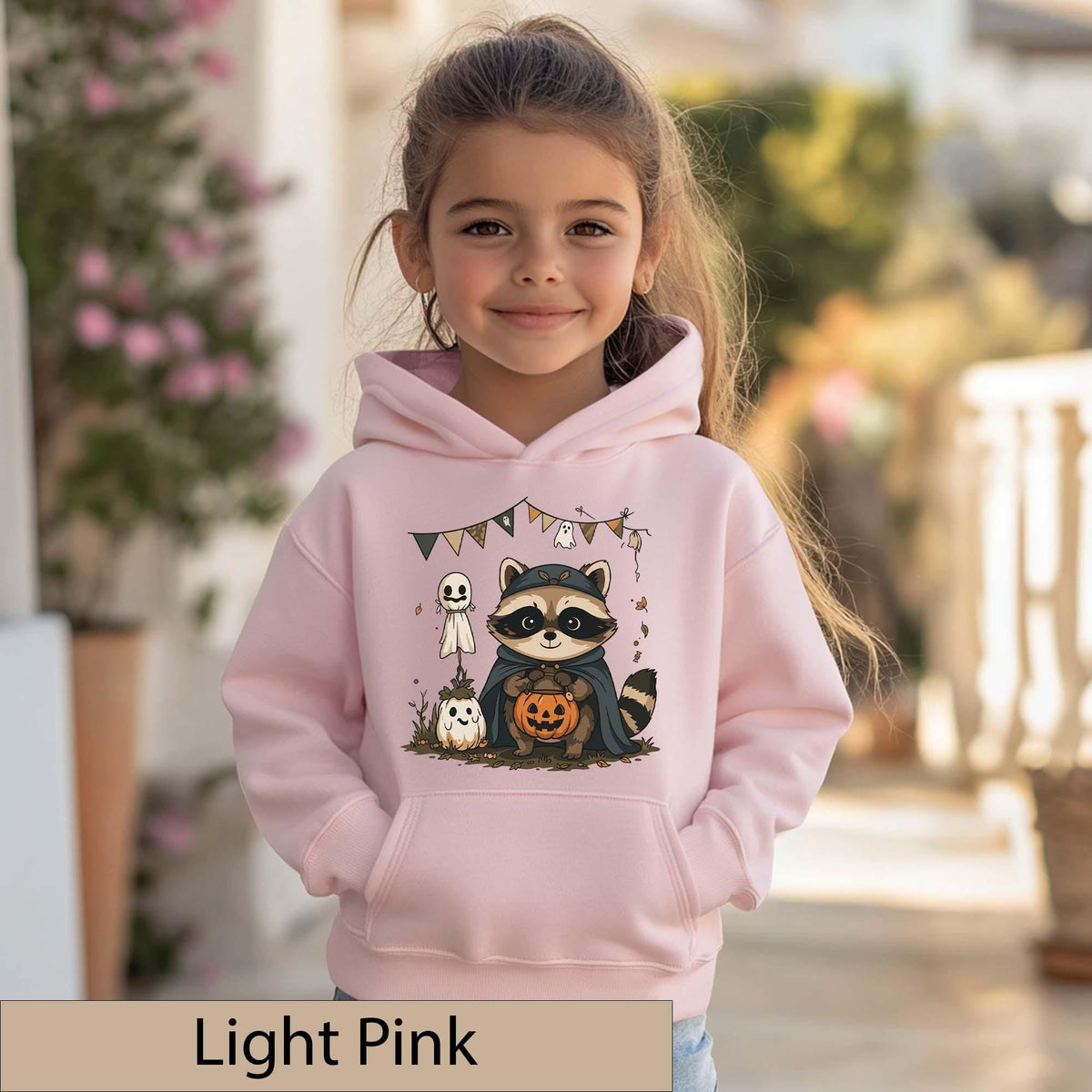 Kids Halloween Raccoon Hoodie, Trick-or-Treat Costume Tee
