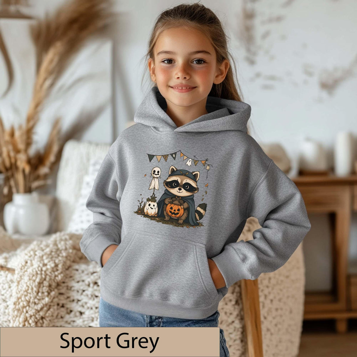 Kids Halloween Raccoon Hoodie, Trick-or-Treat Costume Tee