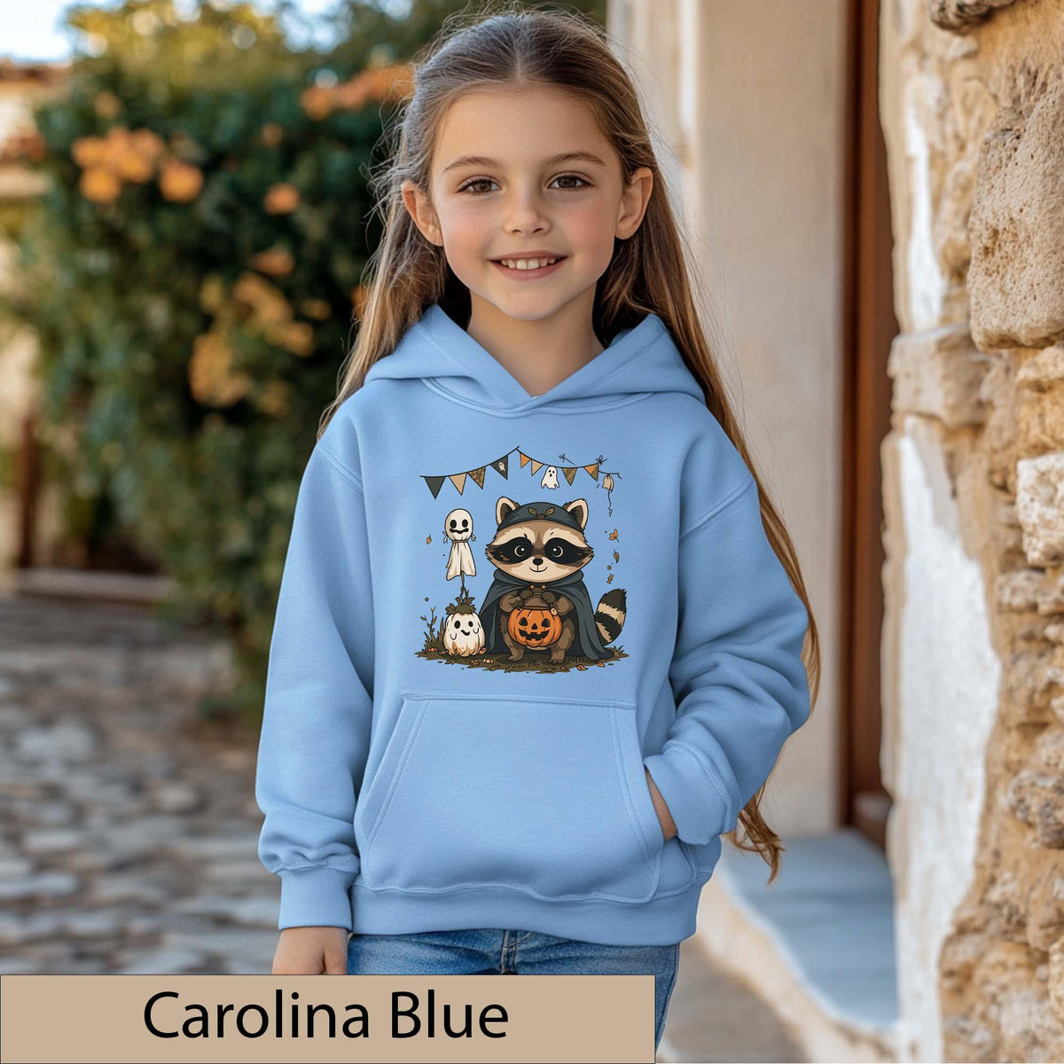 Kids Halloween Raccoon Hoodie, Trick-or-Treat Costume Tee