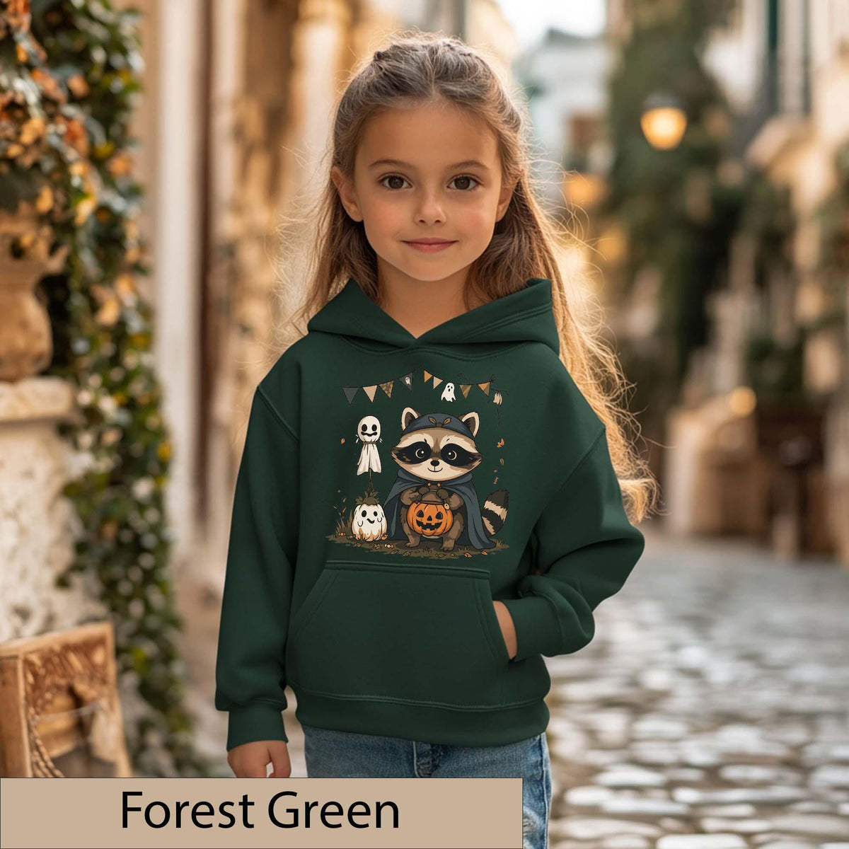 Kids Halloween Raccoon Hoodie, Trick-or-Treat Costume Tee