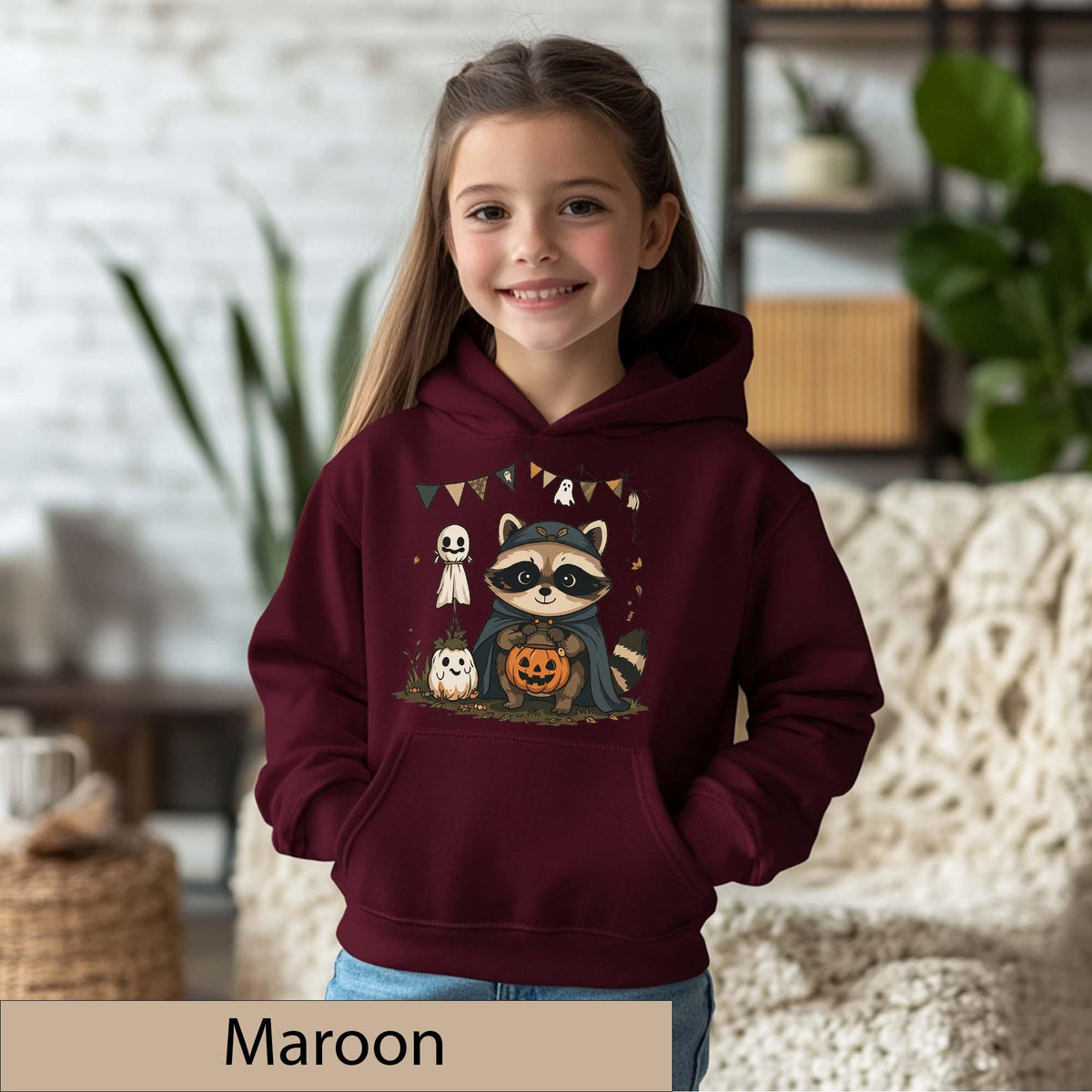 Kids Halloween Raccoon Hoodie, Trick-or-Treat Costume Tee