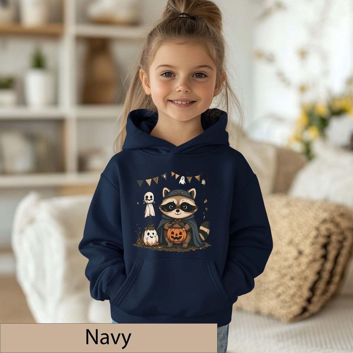 Kids Halloween Raccoon Hoodie, Trick-or-Treat Costume Tee