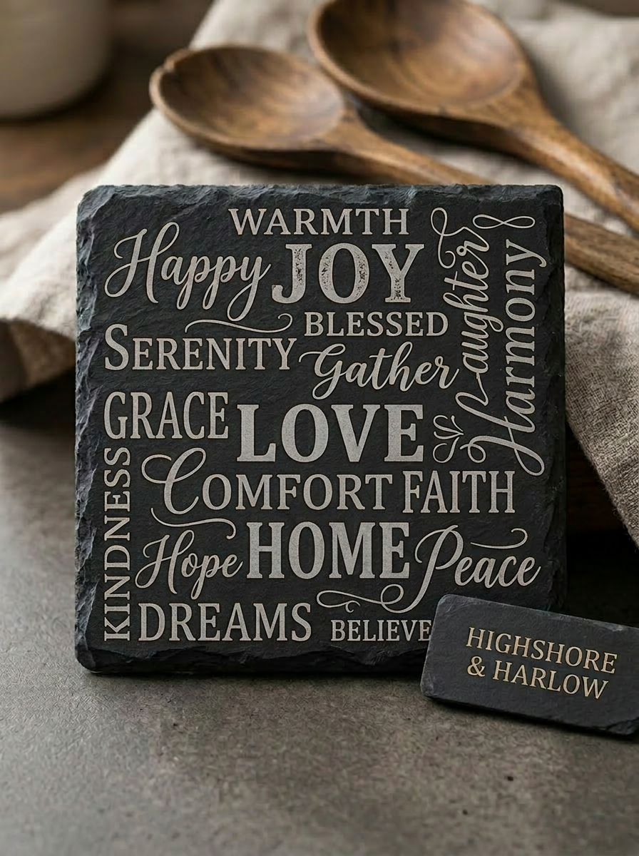 Inspirational Words - 4 Piece Slate Coaster Set