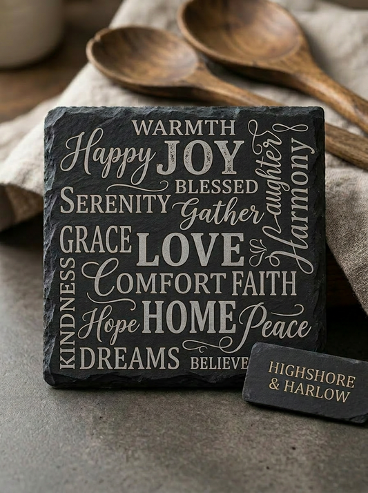 Inspirational Words - 4 Piece Slate Coaster Set