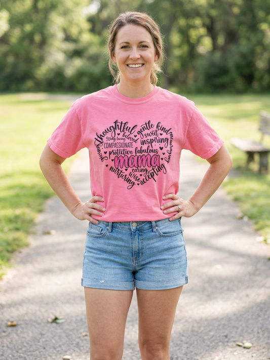 Mama Word Art - Short Sleeve Tee in Crunchberry