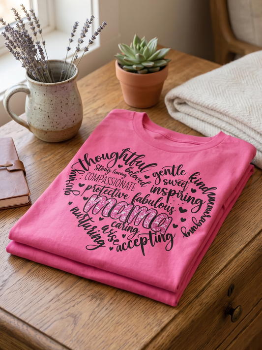 Mama Word Art - Short Sleeve Tee in Crunchberry