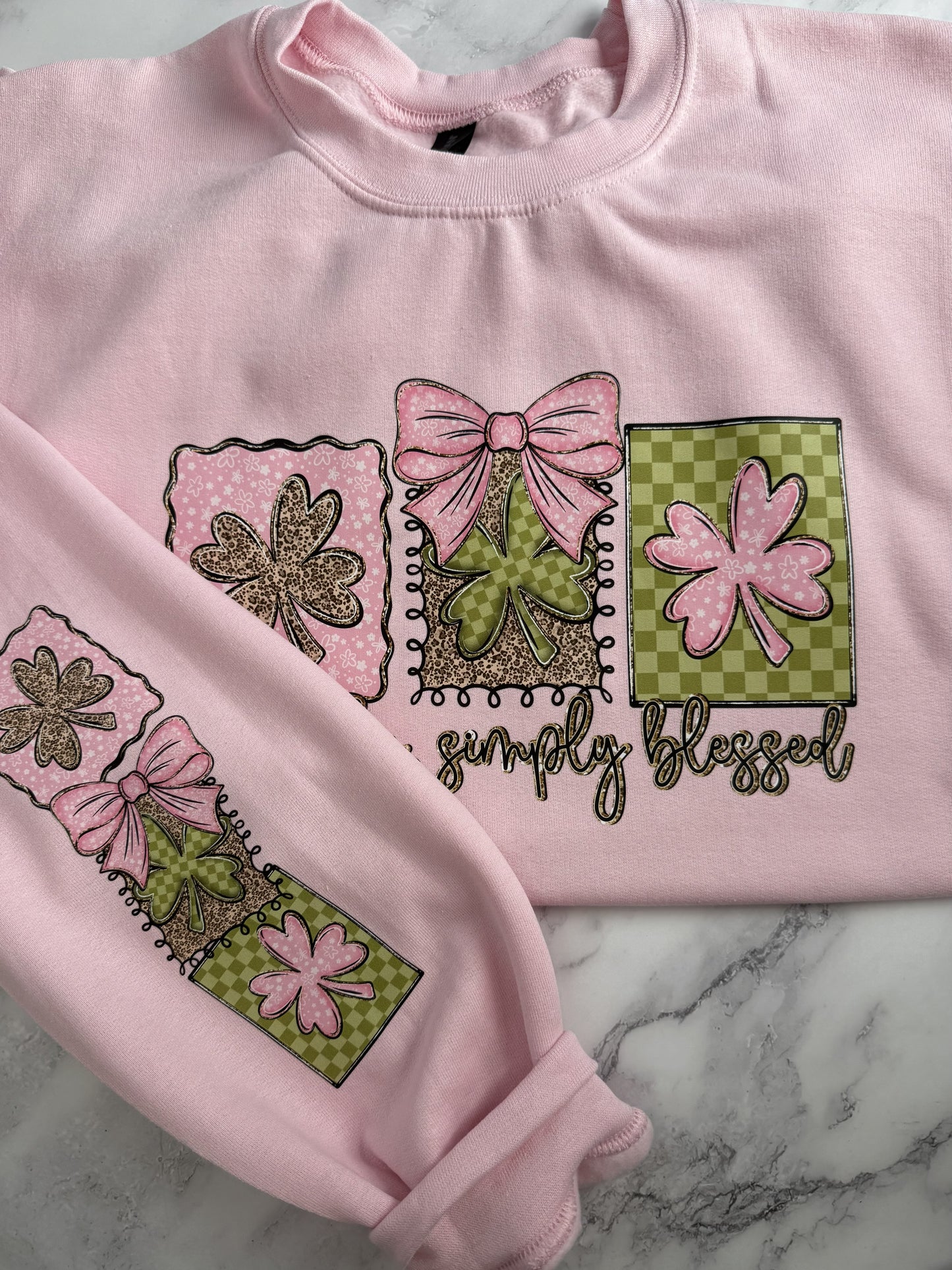 Not Lucky Simply Blessed - Crew Neck in Light Pink