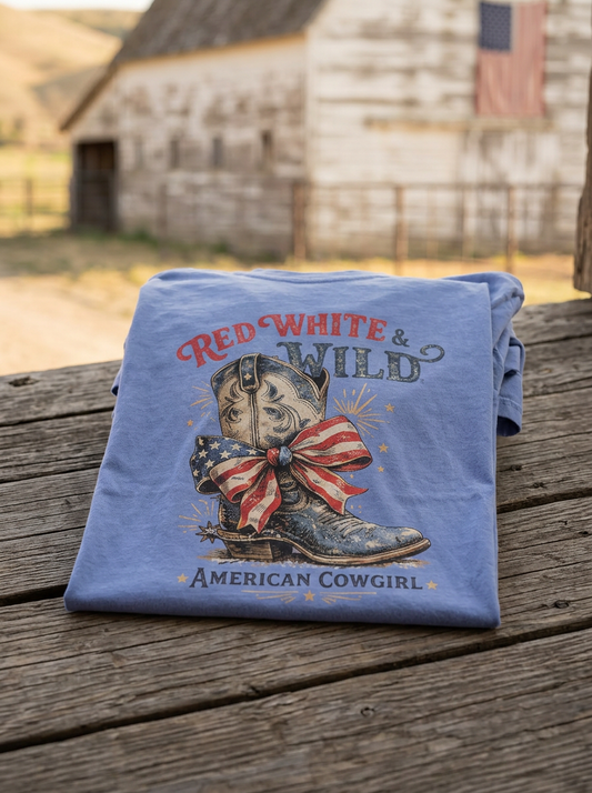 Red White & Wild - American Cowgirl - Short Sleeve Tee
