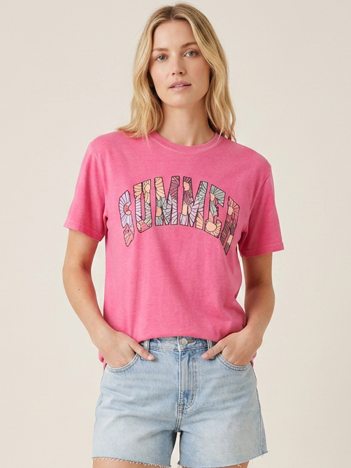 Retro Floral Summer - Short Sleeve Tee in Crunch Berry