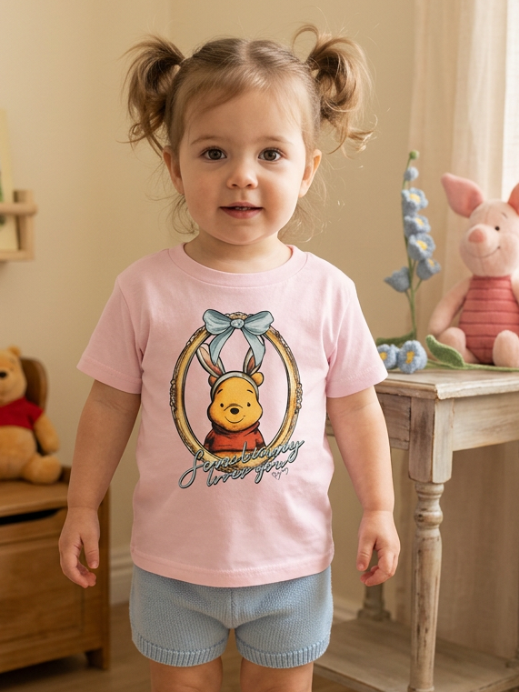 Some Bunny Loves You Honey Bear - Short Sleeve Tee in Light Pink