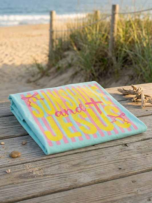 Sunshine and Jesus - Short Sleeve Tee in Chalky Mint
