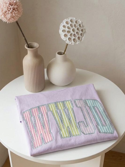 WWJD Seersucker - Short Sleeve Tee in Orchid